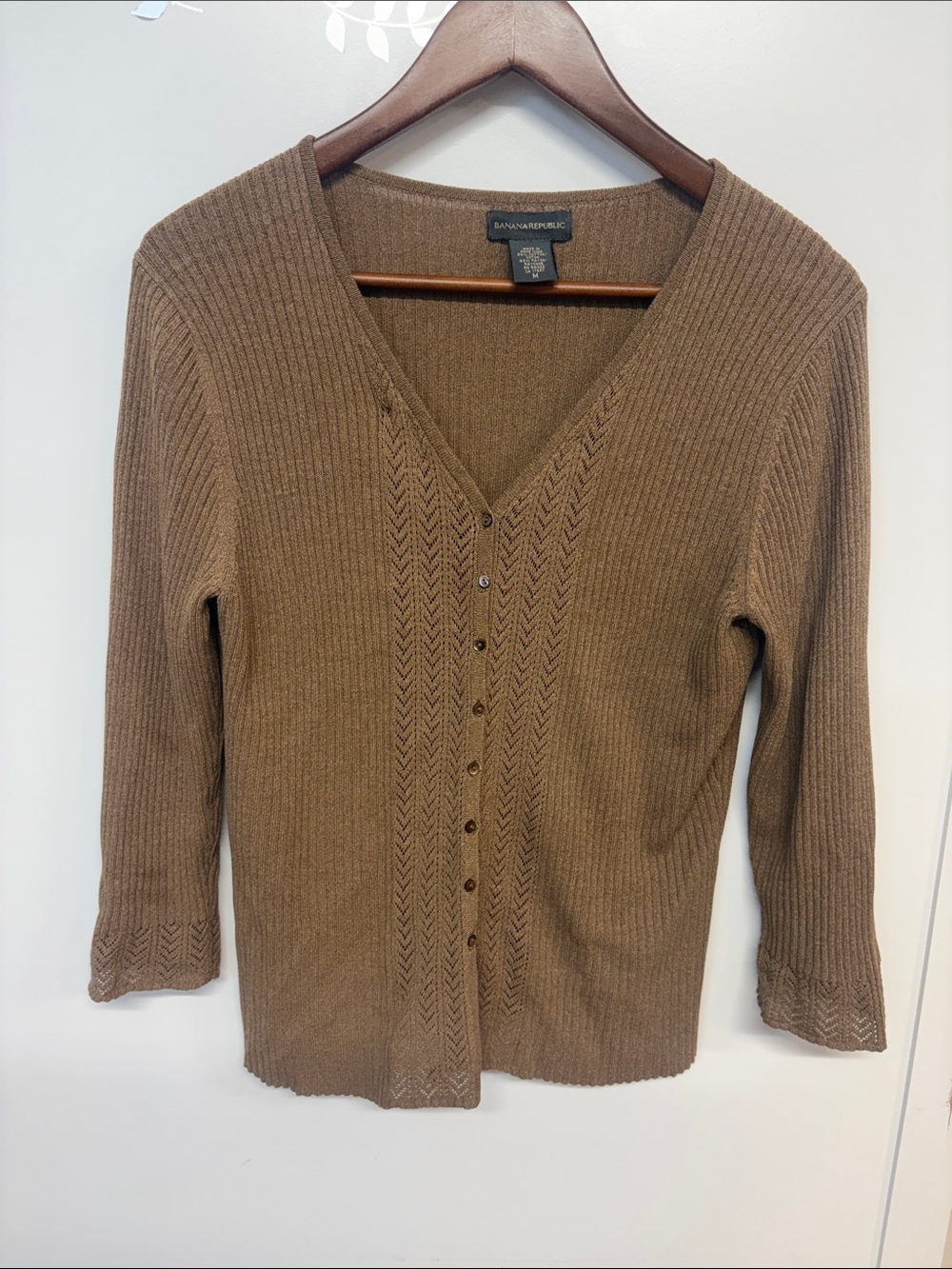 Banana Republic Women's Tan V-Neck Button Front Sweater Cardigan